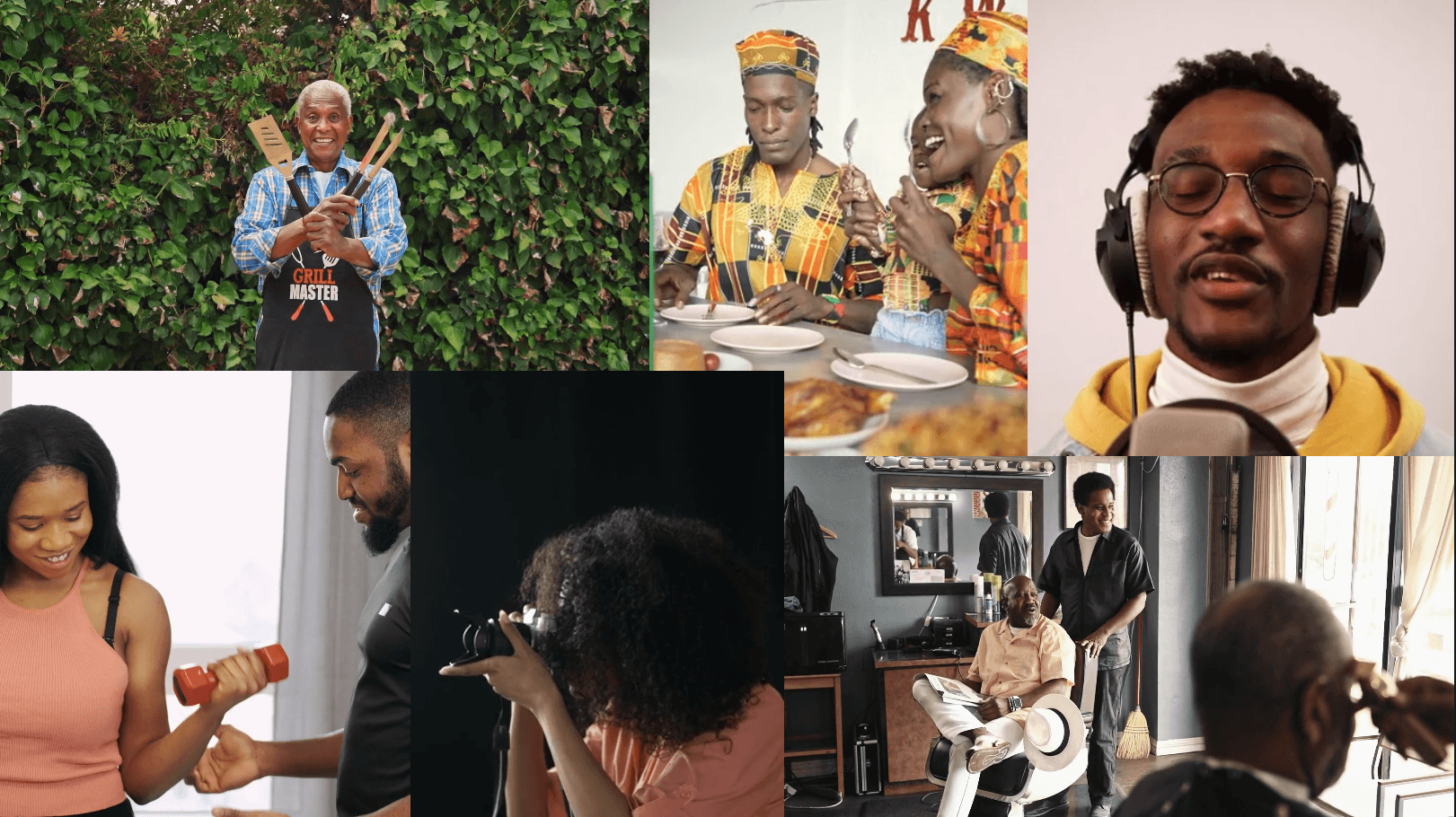 Collage of service providers and customers